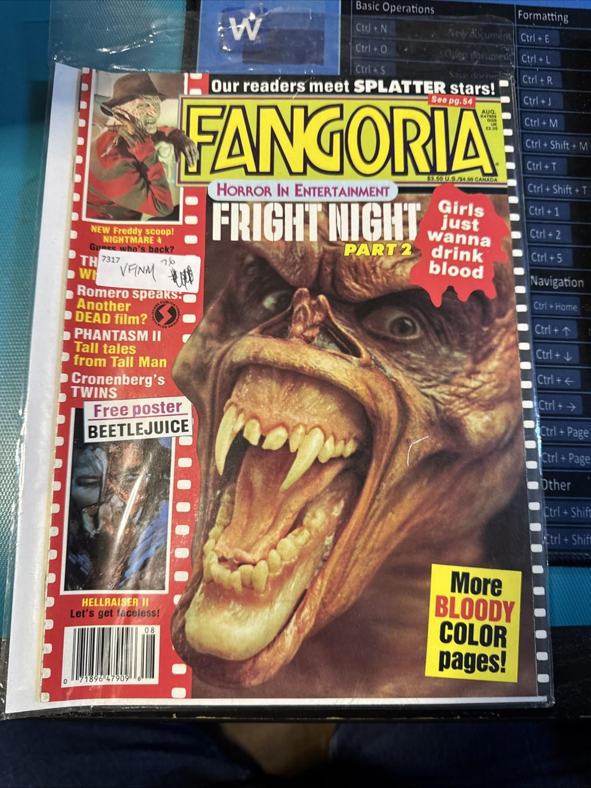 FANGORIA #76 AUGUST 1988, FRIGHT NIGHT, FREDDY NIGHTMARE, BEETLE JUICE, EXC