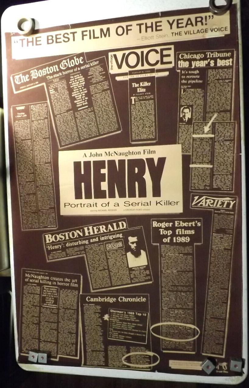 Vintage 1986 HENRY Portrait of a Serial Killer RARE Review Poster 24x36 CULT VG-