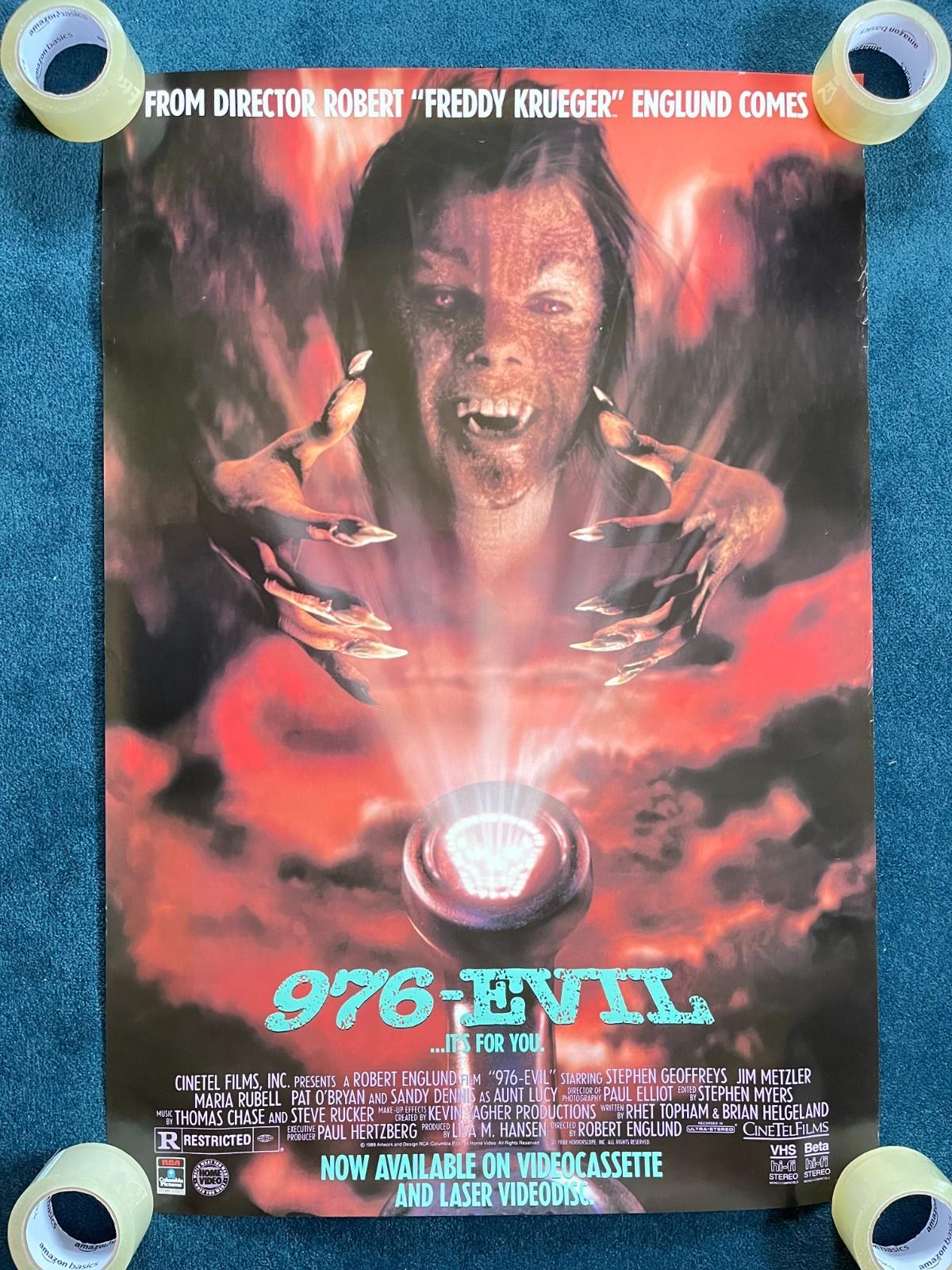 "976-EVIL" Original 1989 Video Store Movie Poster Halloween Scary Decor 40x27