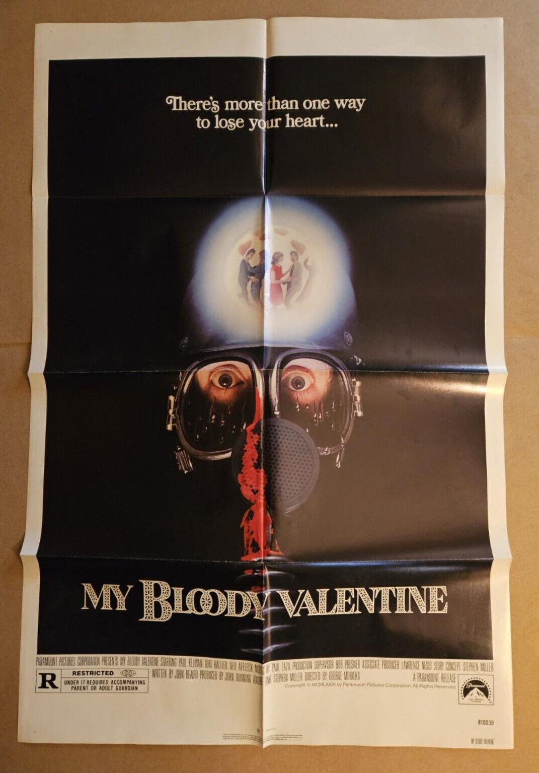 MY BLOODY VALENTINE 1981 Original folded 27x41 1-sheet 810039💀& FREE BONUS DVD!