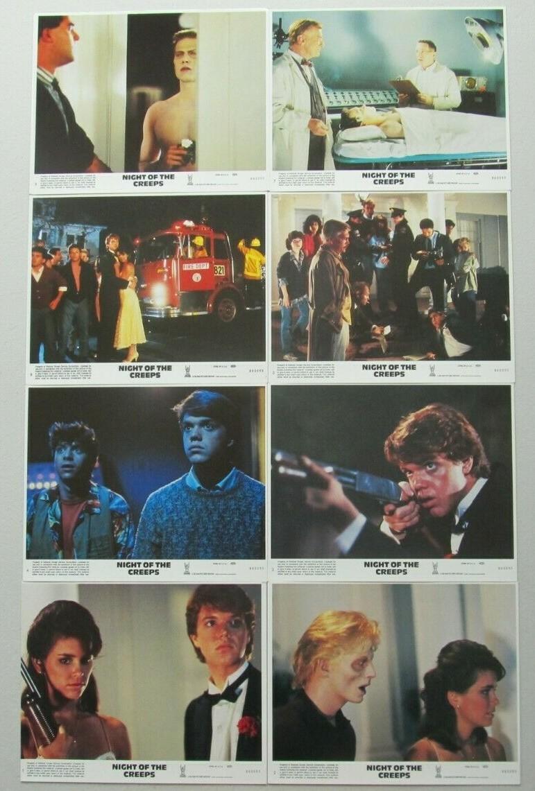 NIGHT OF THE CREEPS ORIGINAL 8X10 LOBBY CARD SET OF 8 1986 JASON LIVELY WHITLOW