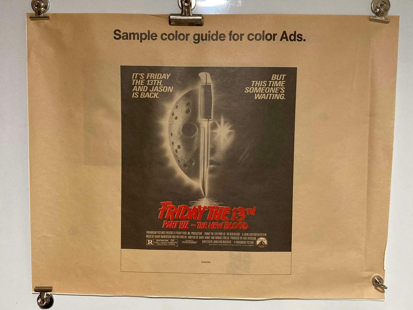 RARE FRIDAY THE 13th Part VII New Blood Orig. 1988 Trade AD poster Set 5 Pages