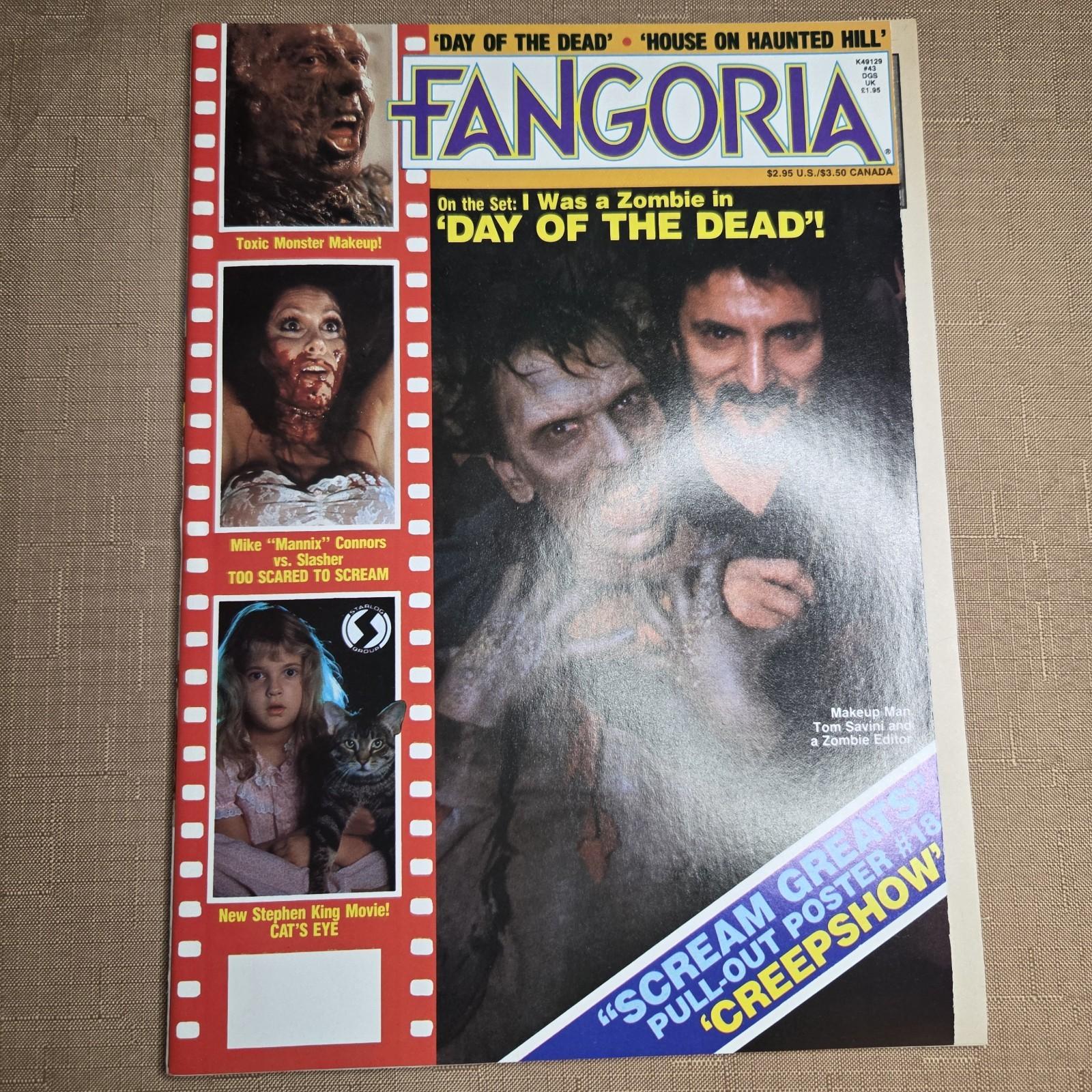 Rare 1985 Fangoria #43: Tom Savini cover, Day of the Dead set access. Excellent!