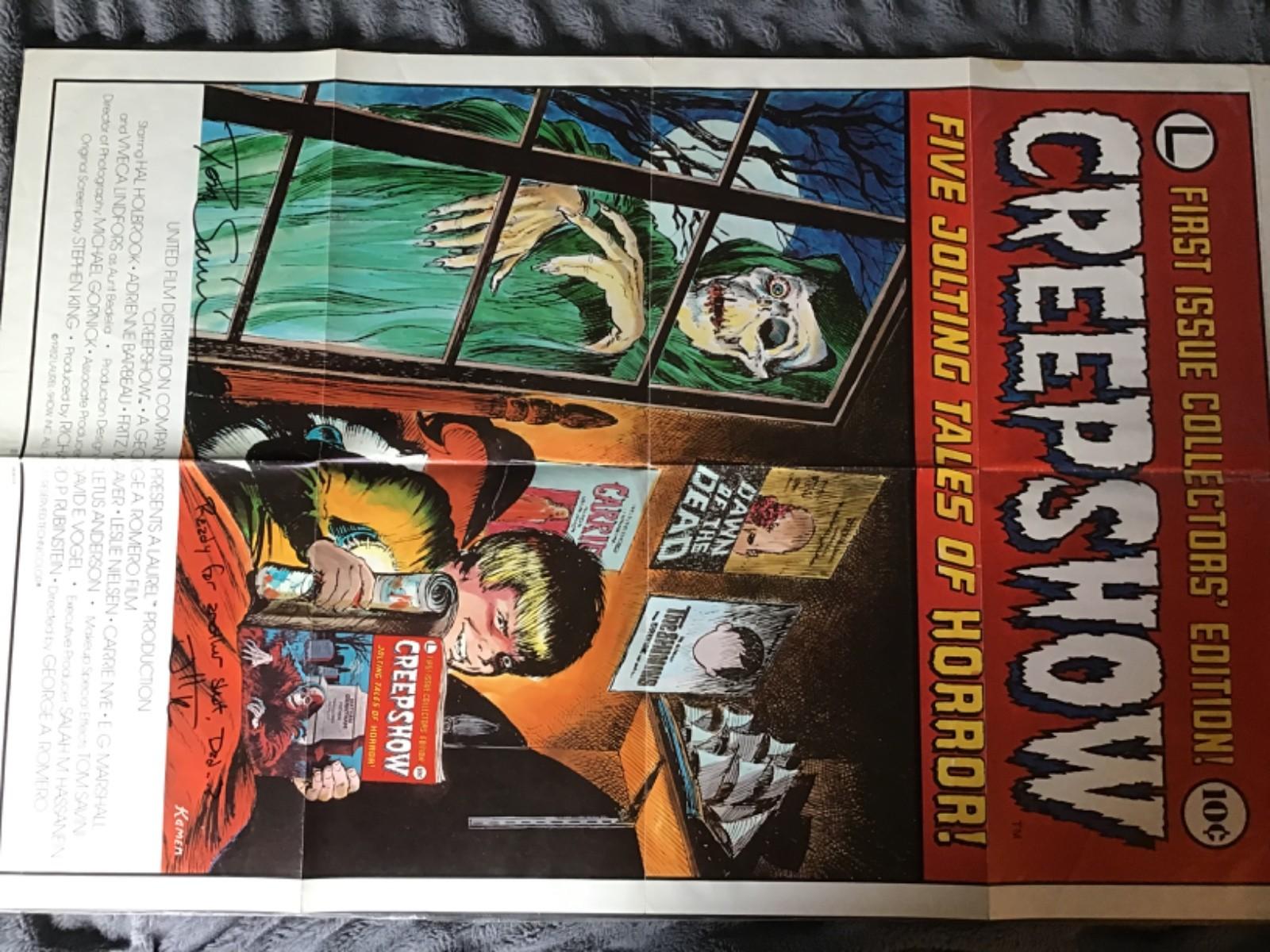 CREEPSHOW 1982 ORIGINAL FOLDED POSTER Signed TOM SAVINI Joe Hill (LINED) 27” 41”
