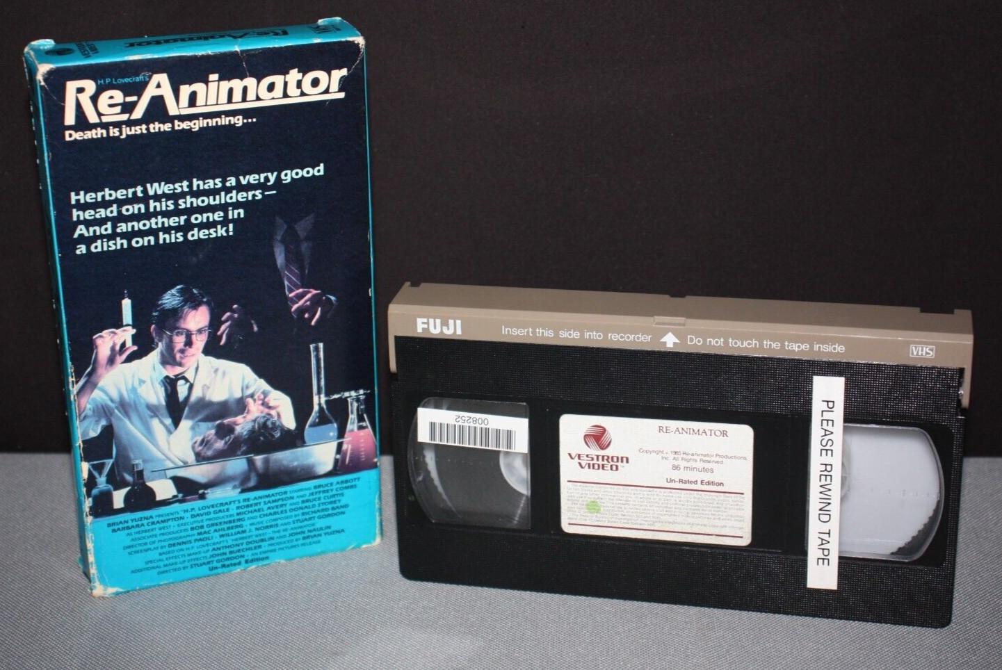 Vestron Re-Animator VHS Tape - RARE FUJI Variant Tape - Ex-Rental - Plays Great