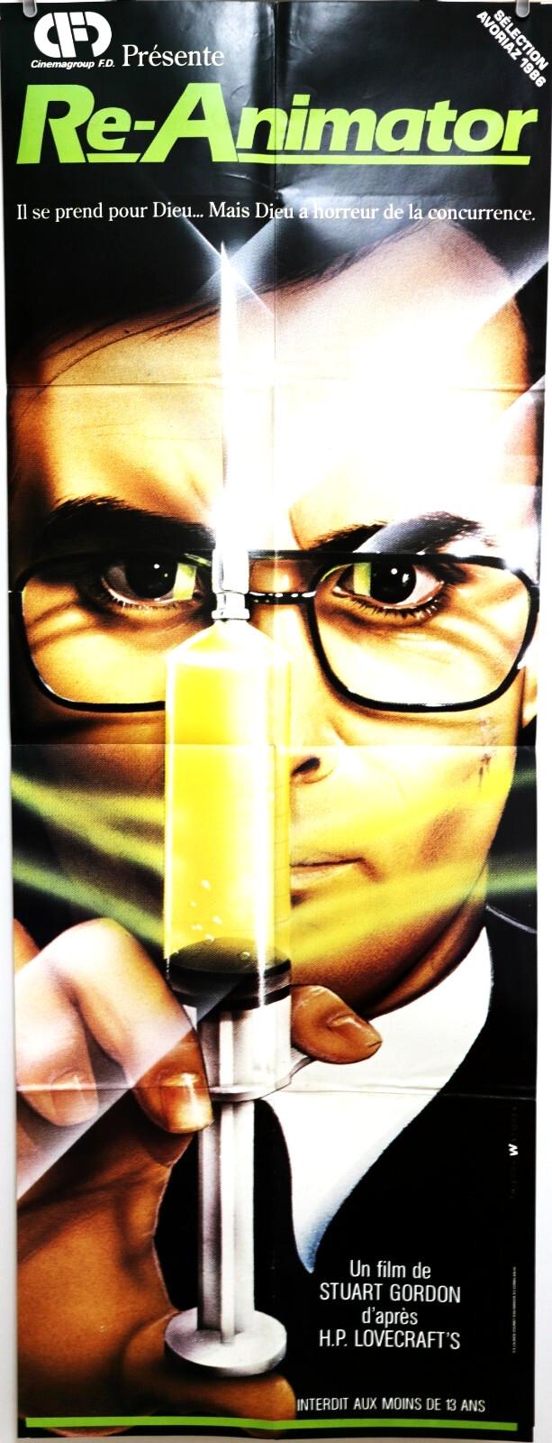 H.P LOVECRAFT'S RE-ANIMATOR 1985 Vintage French Original Movie Poster 58x156cm