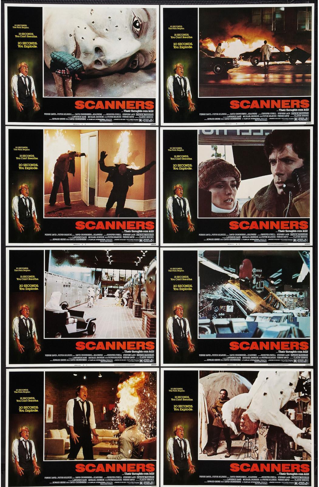 SCANNERS original 1981 lobby card set DAVID CRONENBERG 11x14 movie posters