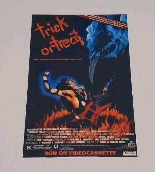 Trick Or Treat (1986) Movie Lobby Card Tribute Sticker Sammy Curr Gene Simmons