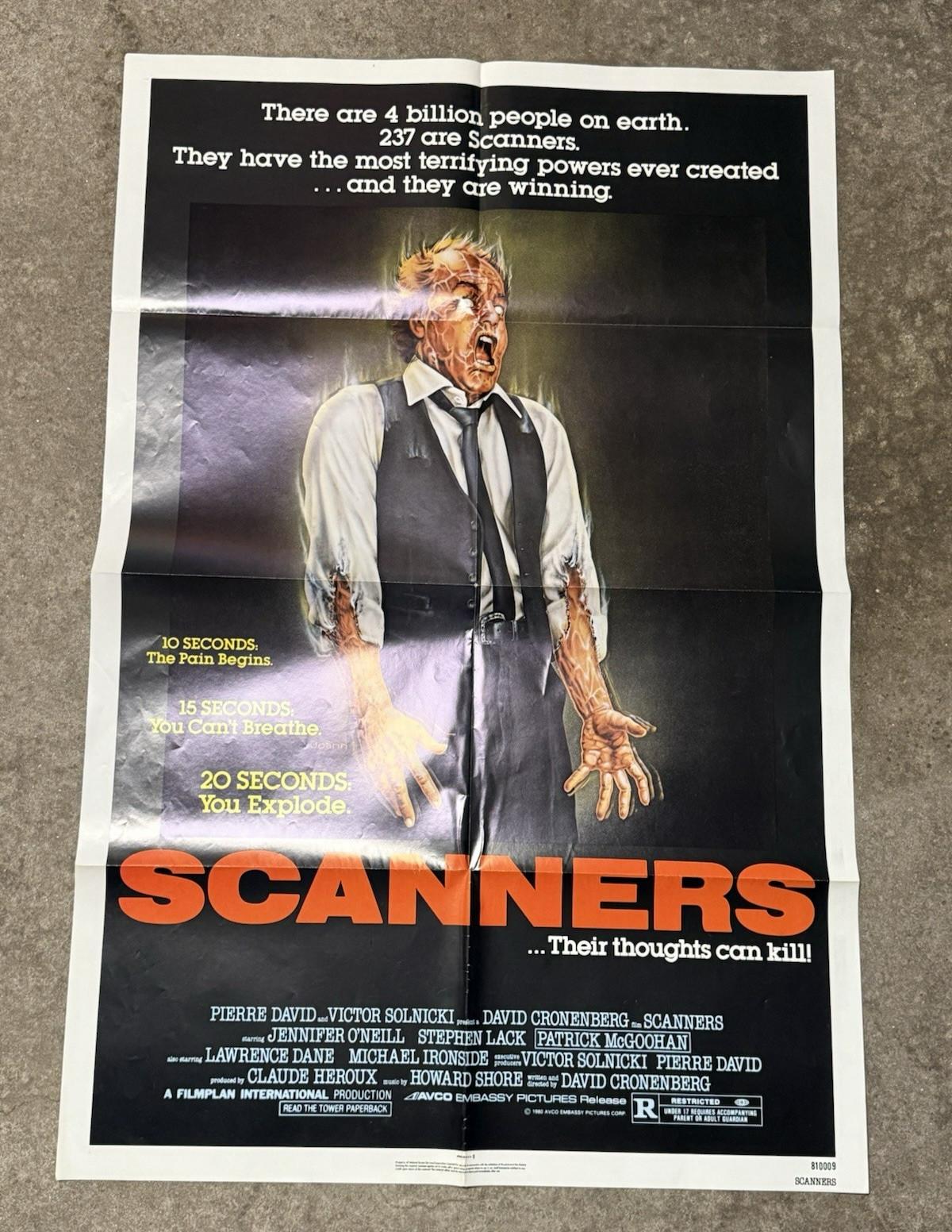 Scanners - 1981 Original 1 Sheet Movie Poster Cronenberg Sci Fi Horror #810009
