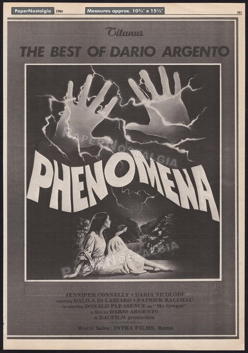 PHENOMENA – Original 1984 Trade AD / poster – Dario Argento - Jennifer Connelly