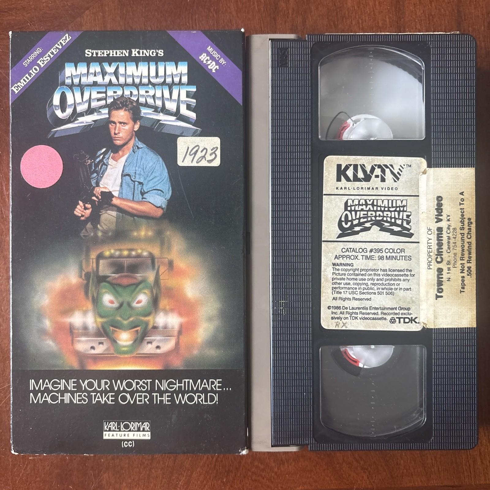 Maximum Overdrive Original 86 Lorimar Tech Release VHS Stephen King Horror AC/DC