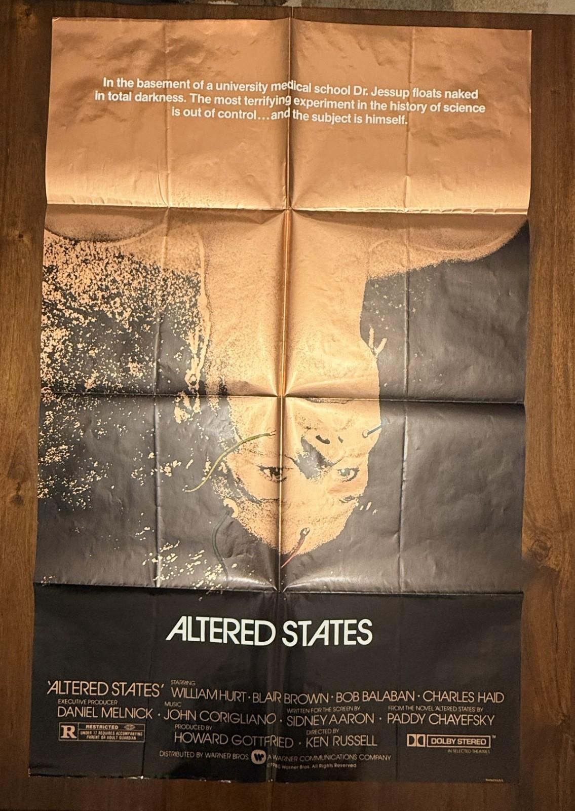 Altered States 1980 Original Movie Poster 27x41 One Sheet William Hurt Ken Russe