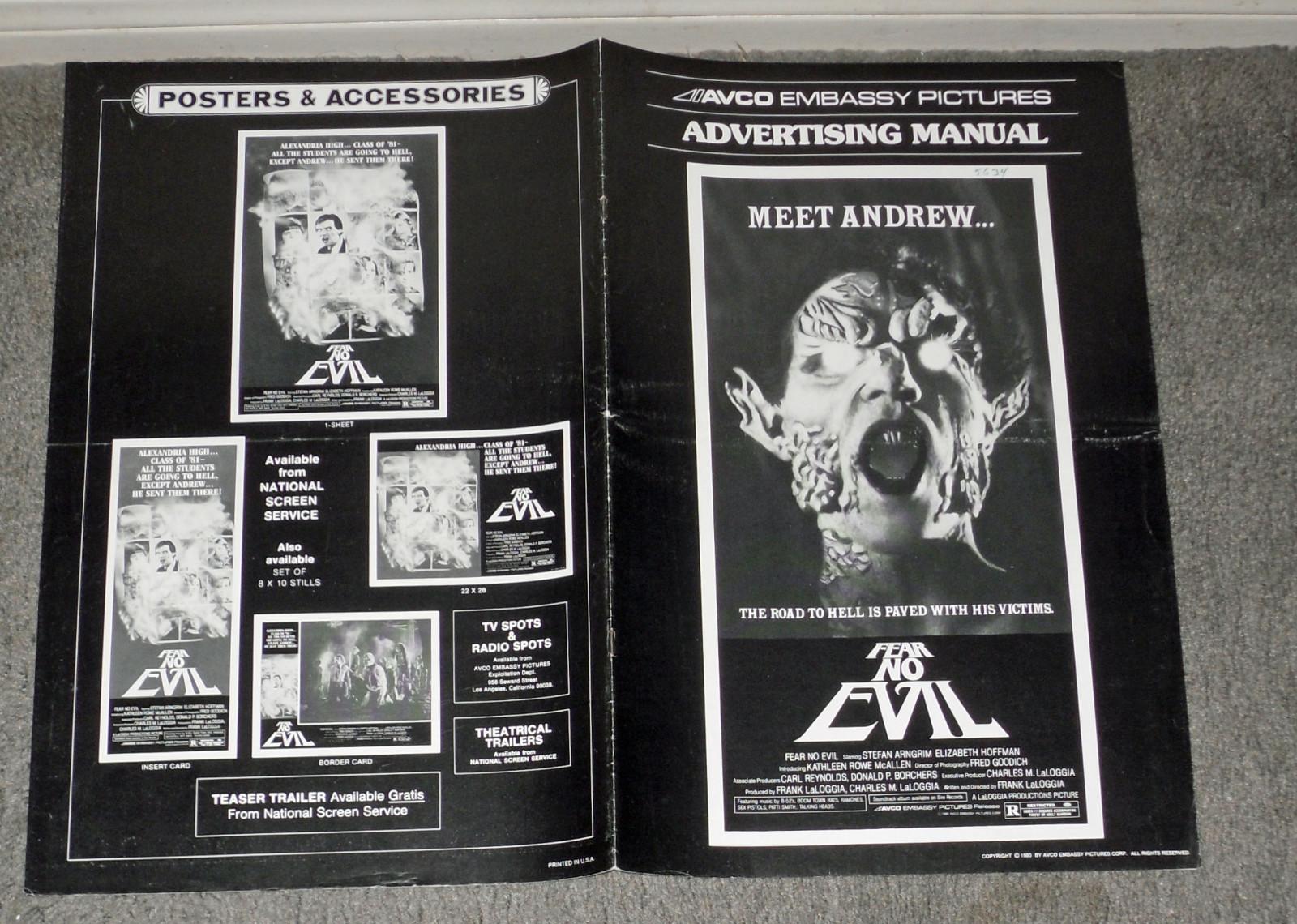 FEAR NO EVIL original 1981 HORROR movie pressbook STEFAN ARNGRIM