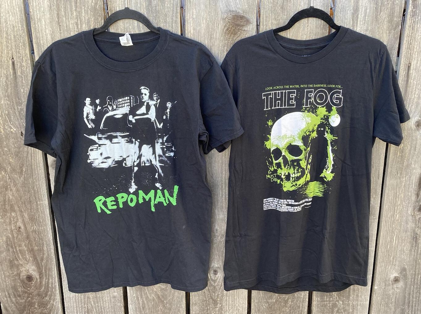 Horror Lot of two (2) Black SS T-Shirts L Repo Man The Fog RingSpun Cotton NWOT