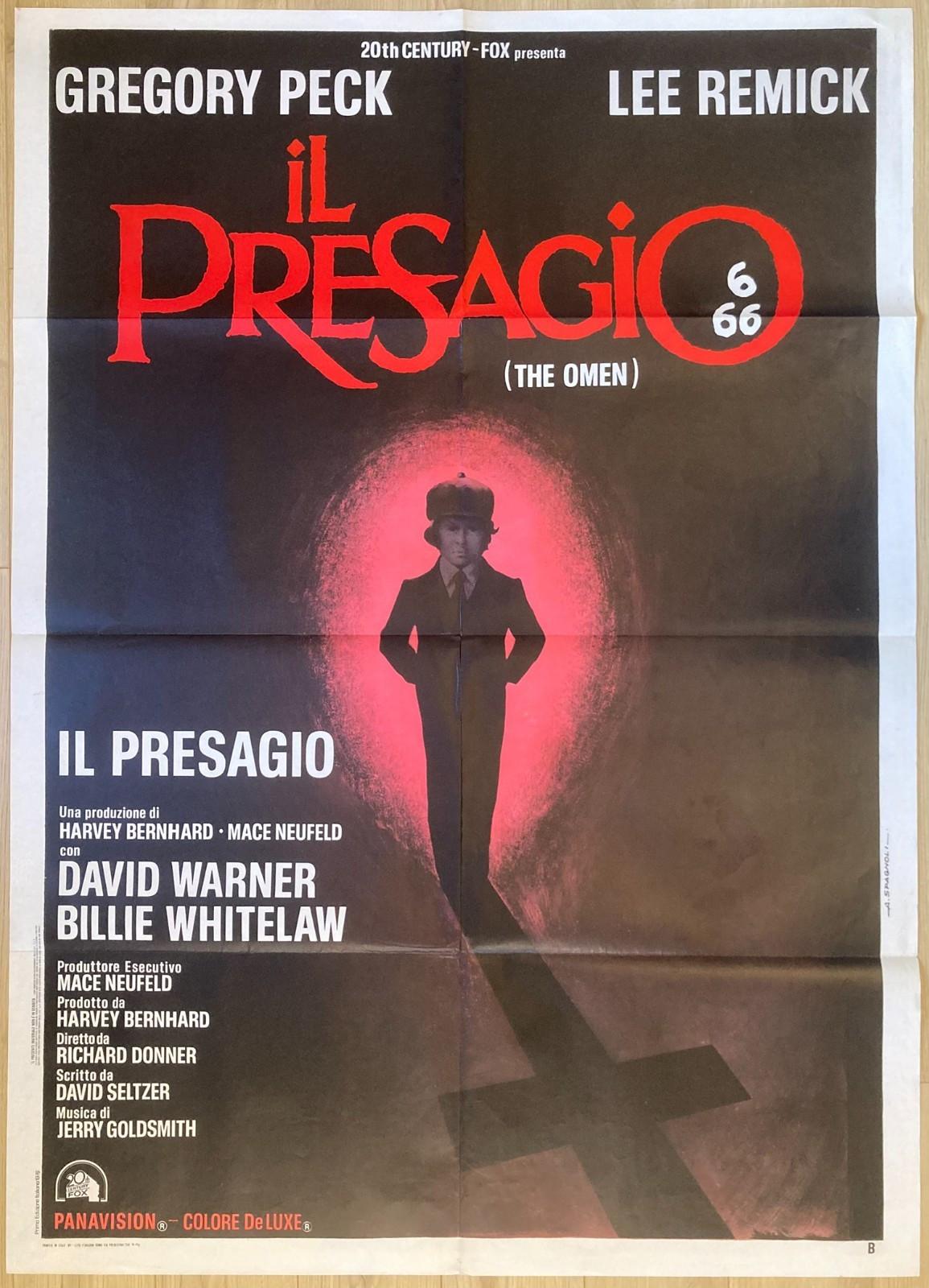 THE OMEN 1976 Original Cinema ITALIAN 2 Fogli Movie POSTER 39x55in Rare Artwork