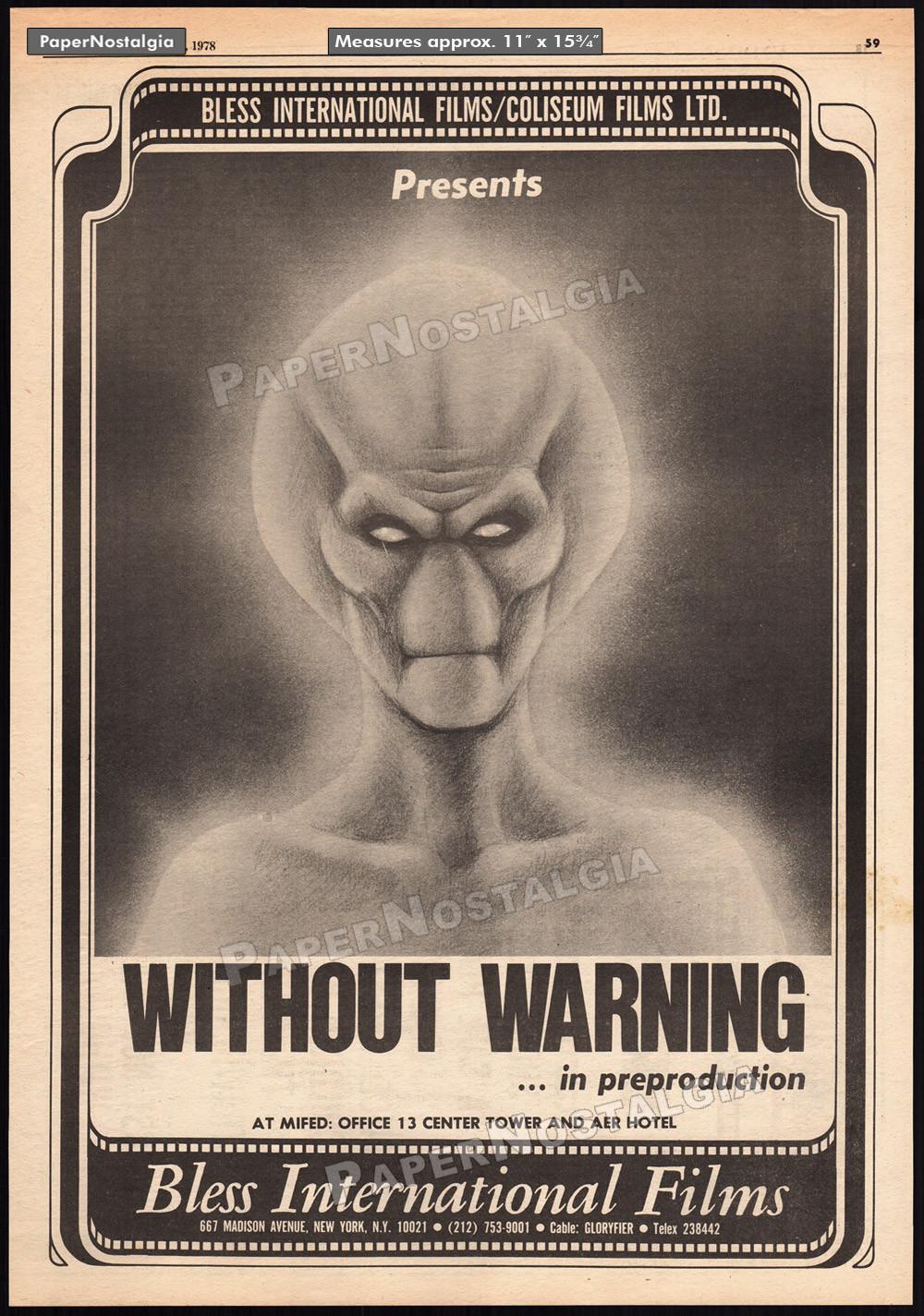 WITHOUT WARNING – Original 1978 Trade AD / poster – Martin Landau – It Came...
