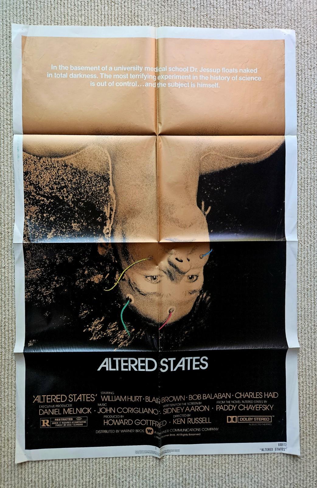 ALTERED STATES 1980 ORIGINAL one-sheet MOVIE POSTER 27x41 William Hurt