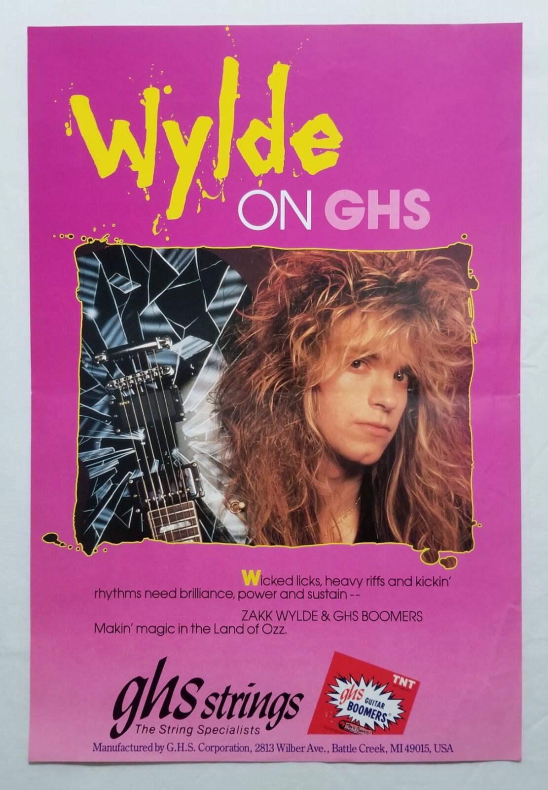 Vintage Zakk Wylde Poster GHS Guitar Strings Ozzy Black Label Society 1989 RARE