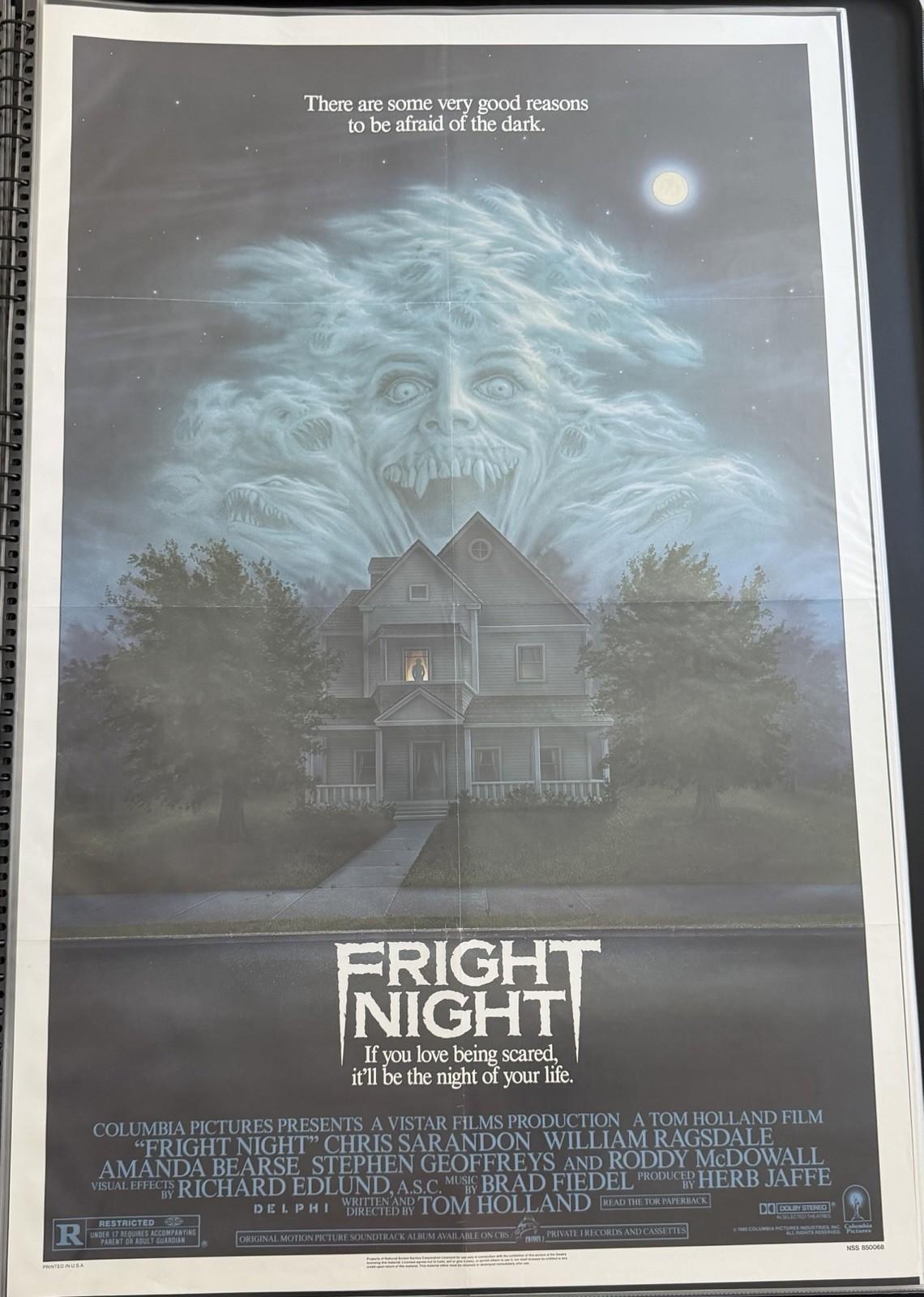 FRIGHT NIGHT ORIGINAL ONE SHEET MOVIE POSTER 1985 FOLDED