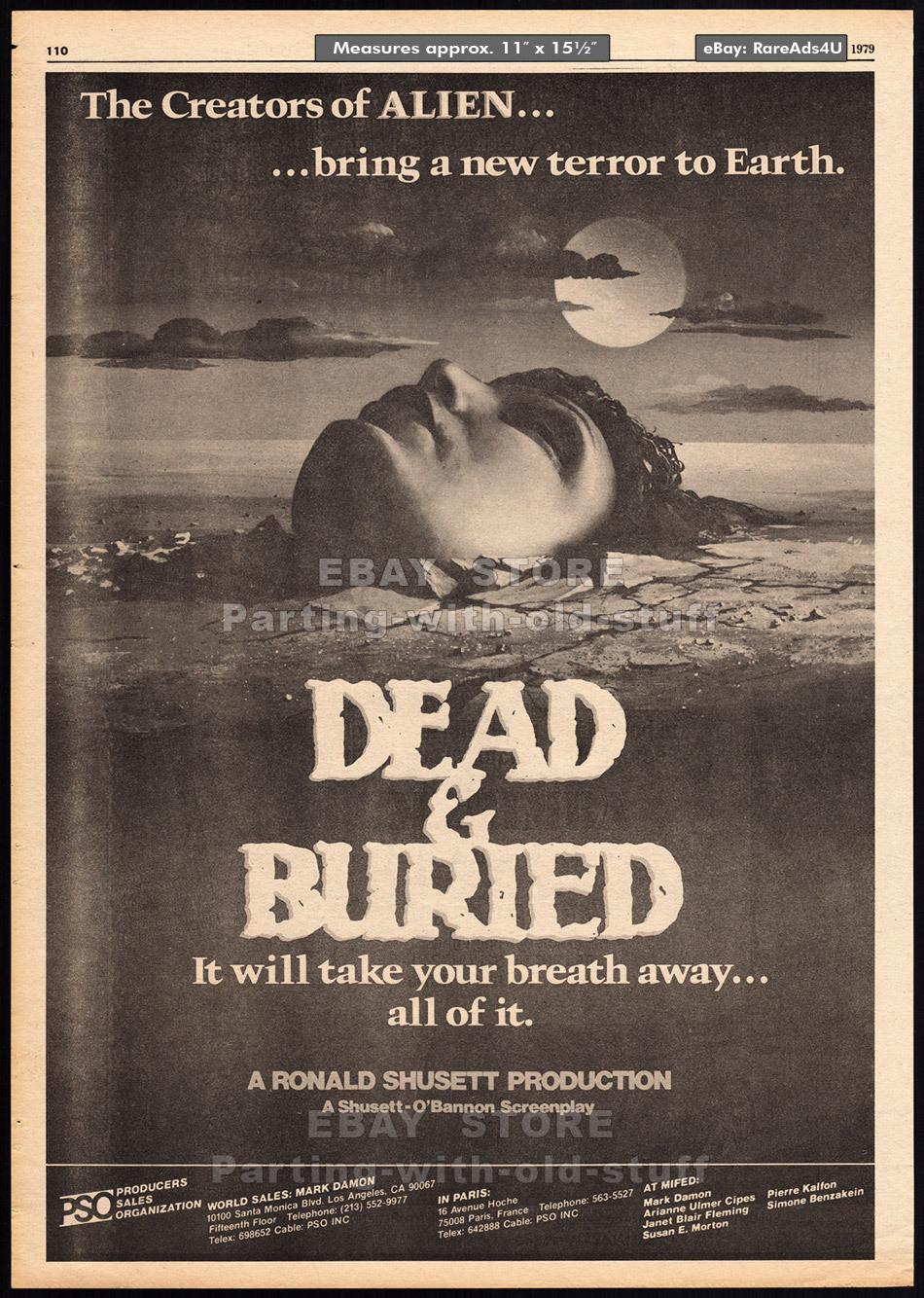 DEAD & BURIED - Original 1979 Trade AD promo / poster_ James Farentino _ 1981