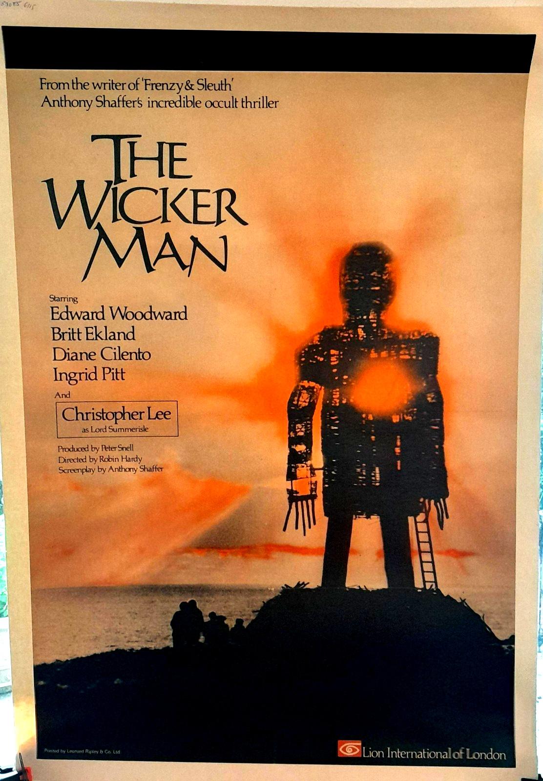 1973 Wicker Man Original Movie Poster Linen British 27x40 Edward Woodward Horror