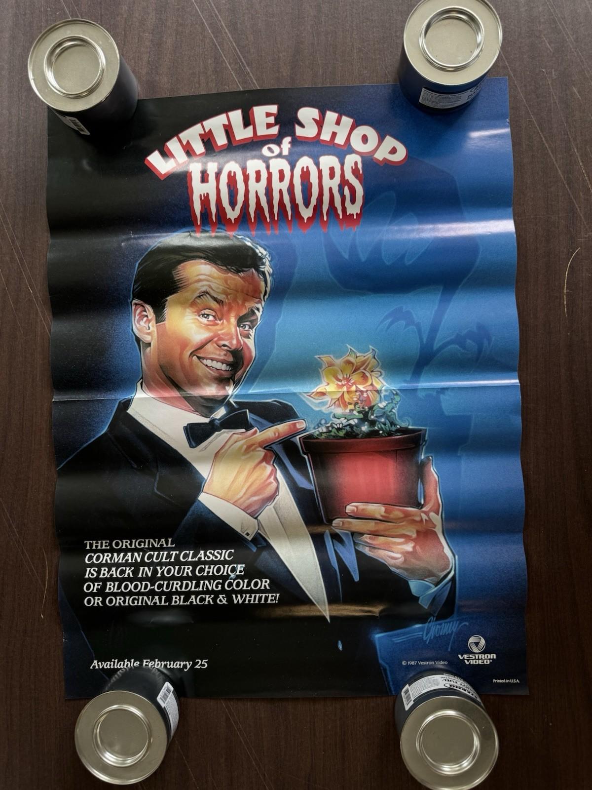 LITTLE SHOP OF HORRORS(1960) RARE VINTAGE 1987 VHS PROMO POSTER VESTRON VIDEO