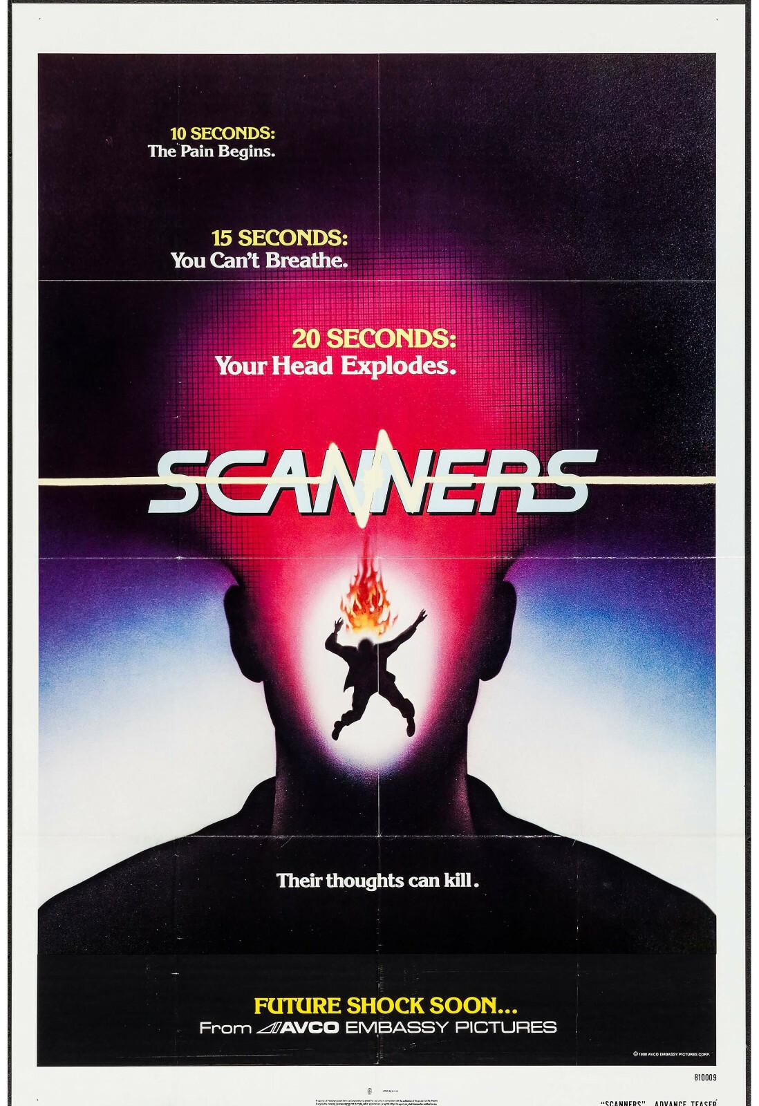 SCANNERS original 1981 ADVANCE 27x41 one sheet movie poster DAVID CRONENBERG