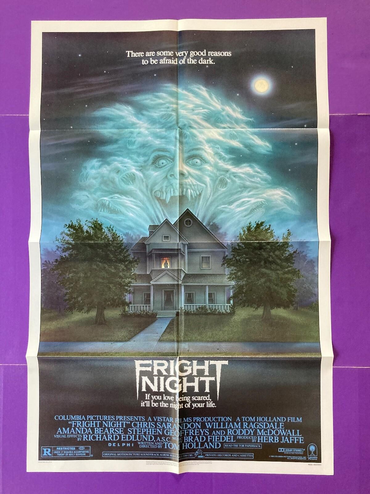 FRIGHT NIGHT ORIGINAL ONE SHEET MOVIE POSTER 1985 FOLDED