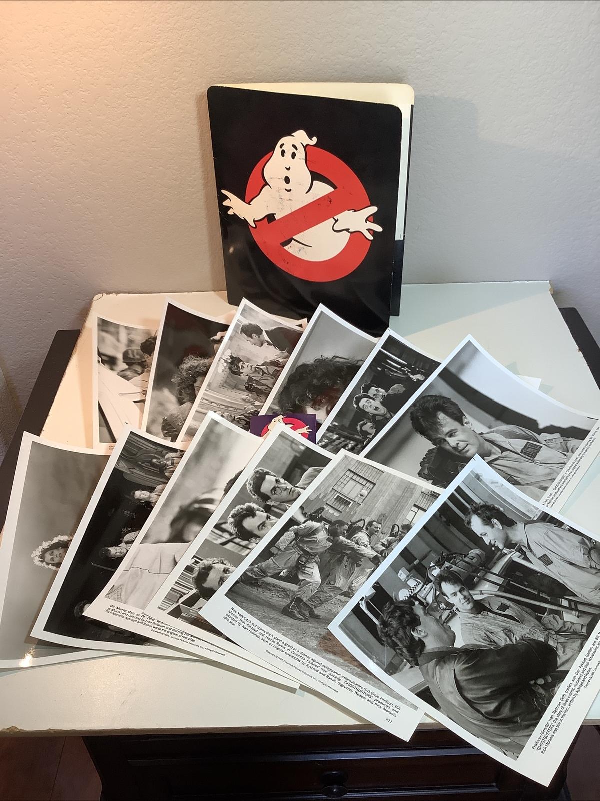 Vintage Ghostbusters Press Kit Photos Set Of 12 Plus Folder & Sticker