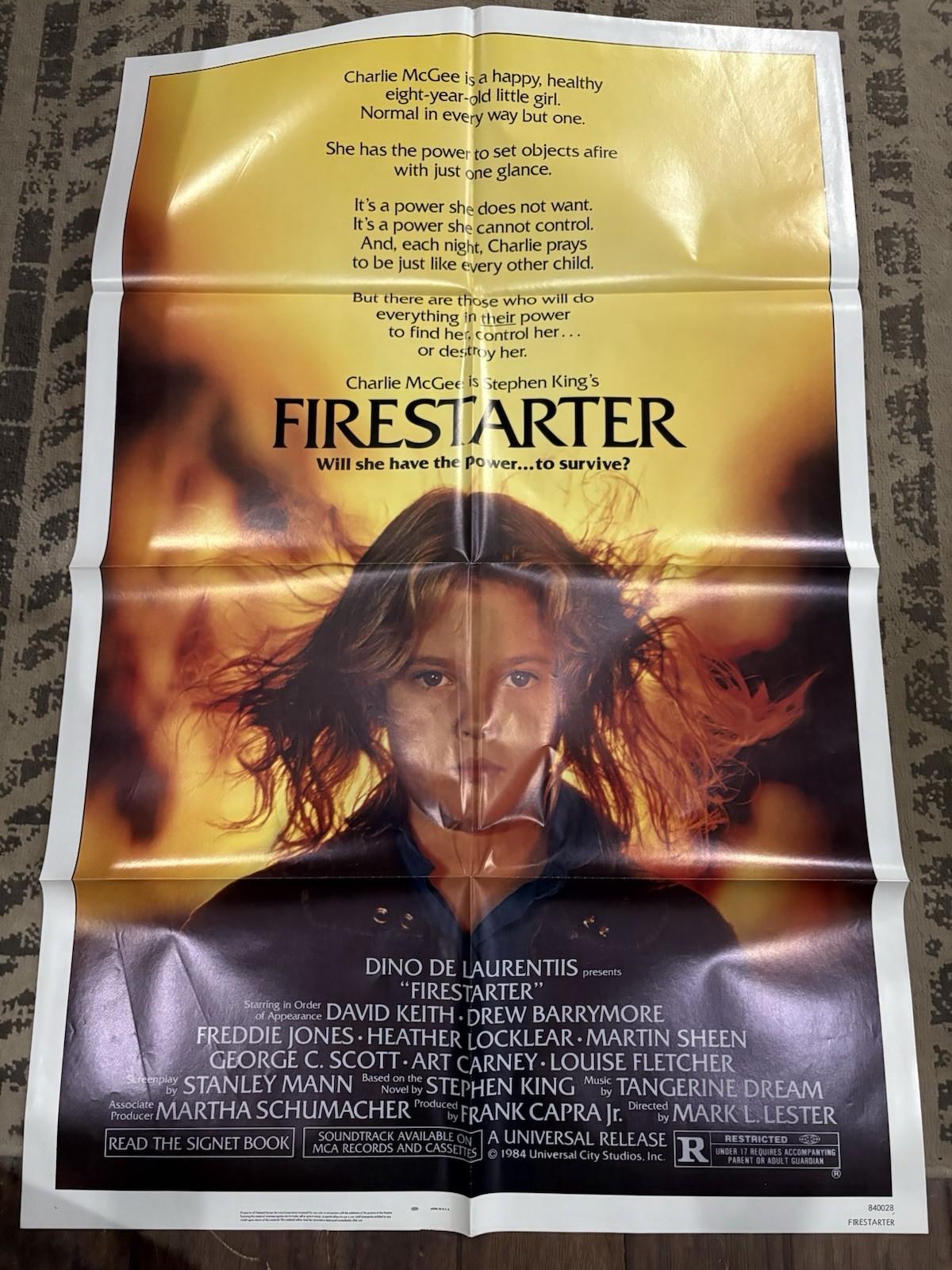 Stephen King's Firestarter Vintage 1984 Original Theatrical Movie Poster 27x41