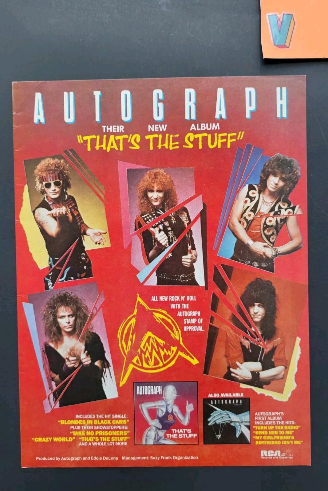 Autograph That's The Stuff Album Promo Print Advertisement 1985