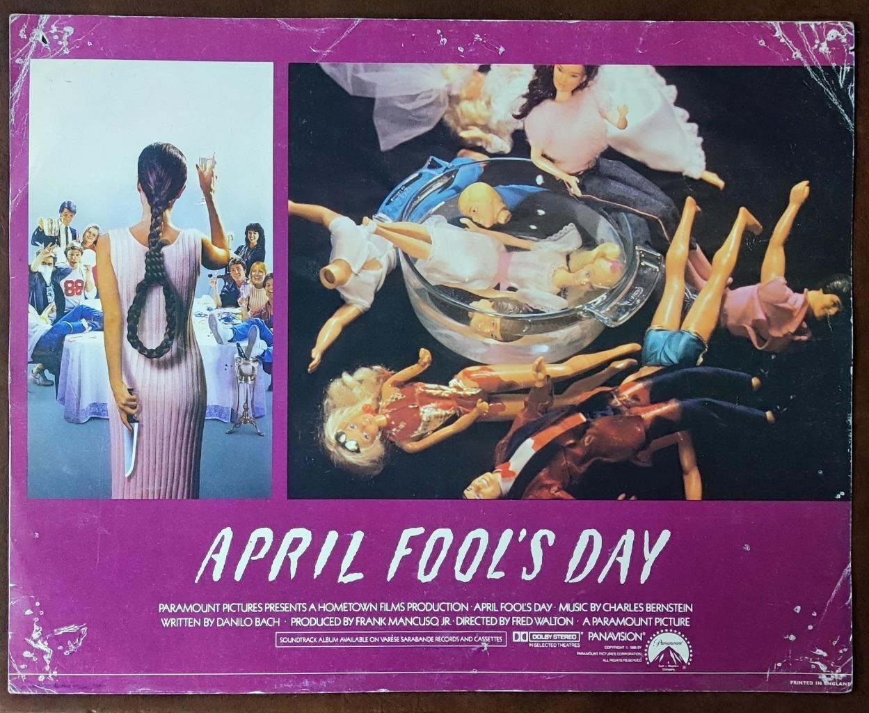 Bloody & headless dolls APRIL FOOL'S DAY original UK 1986 Lobby Card 6390 c