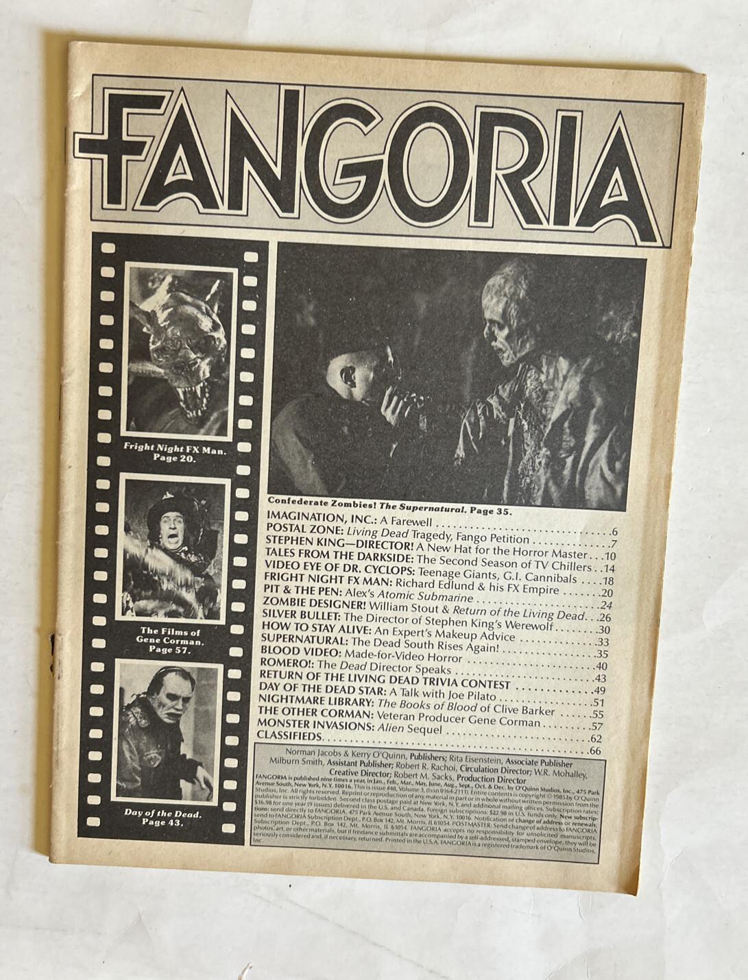 FANGORIA VOL 1 ISSUE 48(NO COVER) RARE OOP DAY OF THE DEAD/ STEPHEN KING/