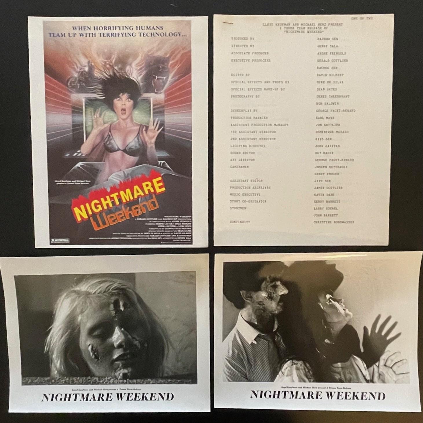 Nightmare Weekend Movie Press Kit 2 Photos + Information 1986
