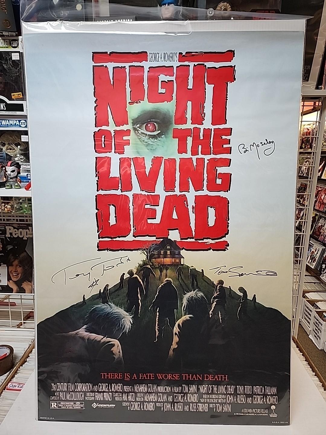 1990 Night Of The Living Dead 27x40 One Sheet W/ Multiple Autographs No COA