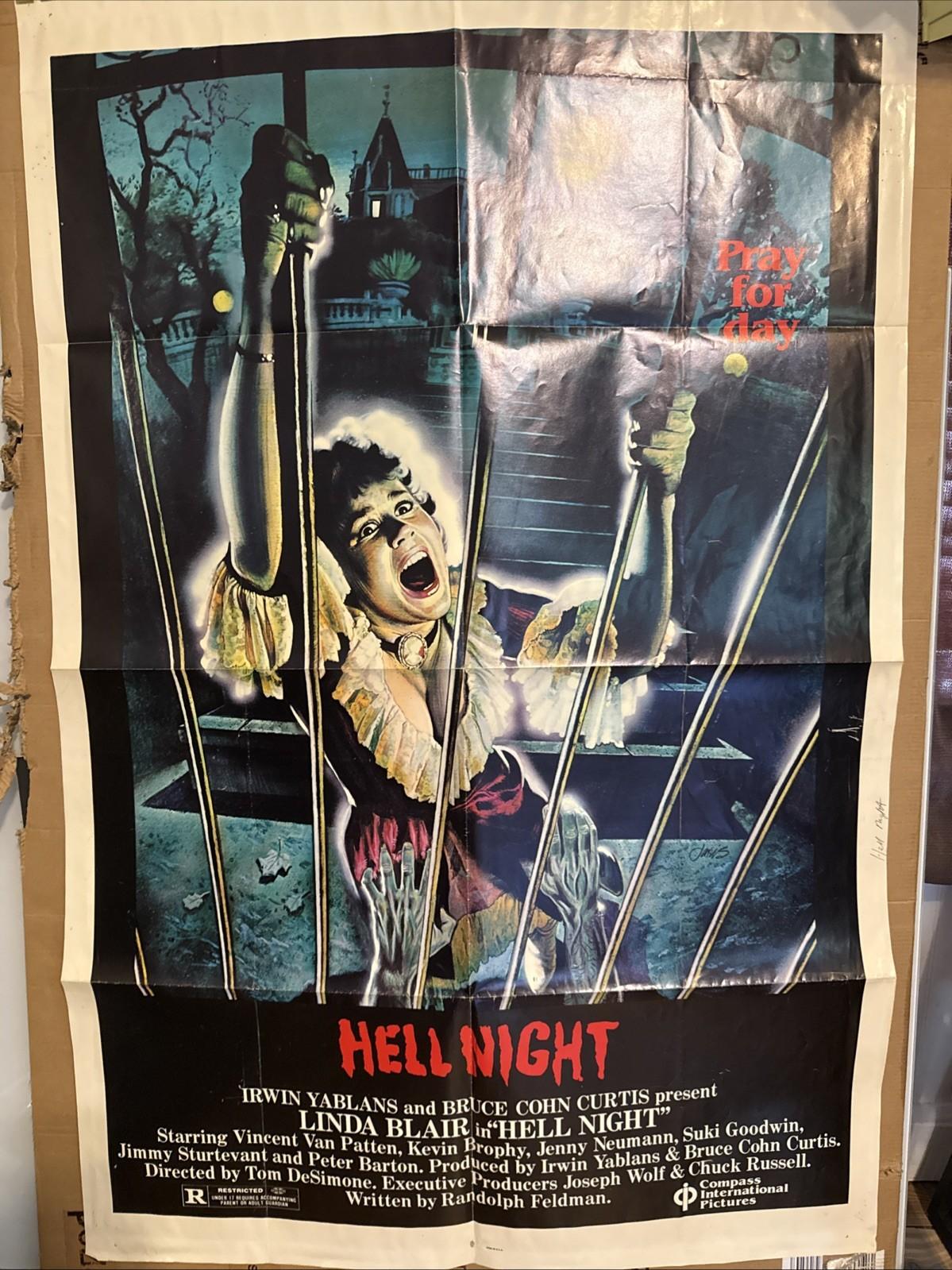 Vintage 1981 Hell Night Movie Theater Poster 27x41" One Sheet Folded