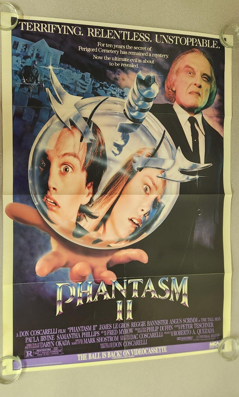 Vtg PHANTASM II 2 Original One Sheet Promo Movie Poster 1988 27x41