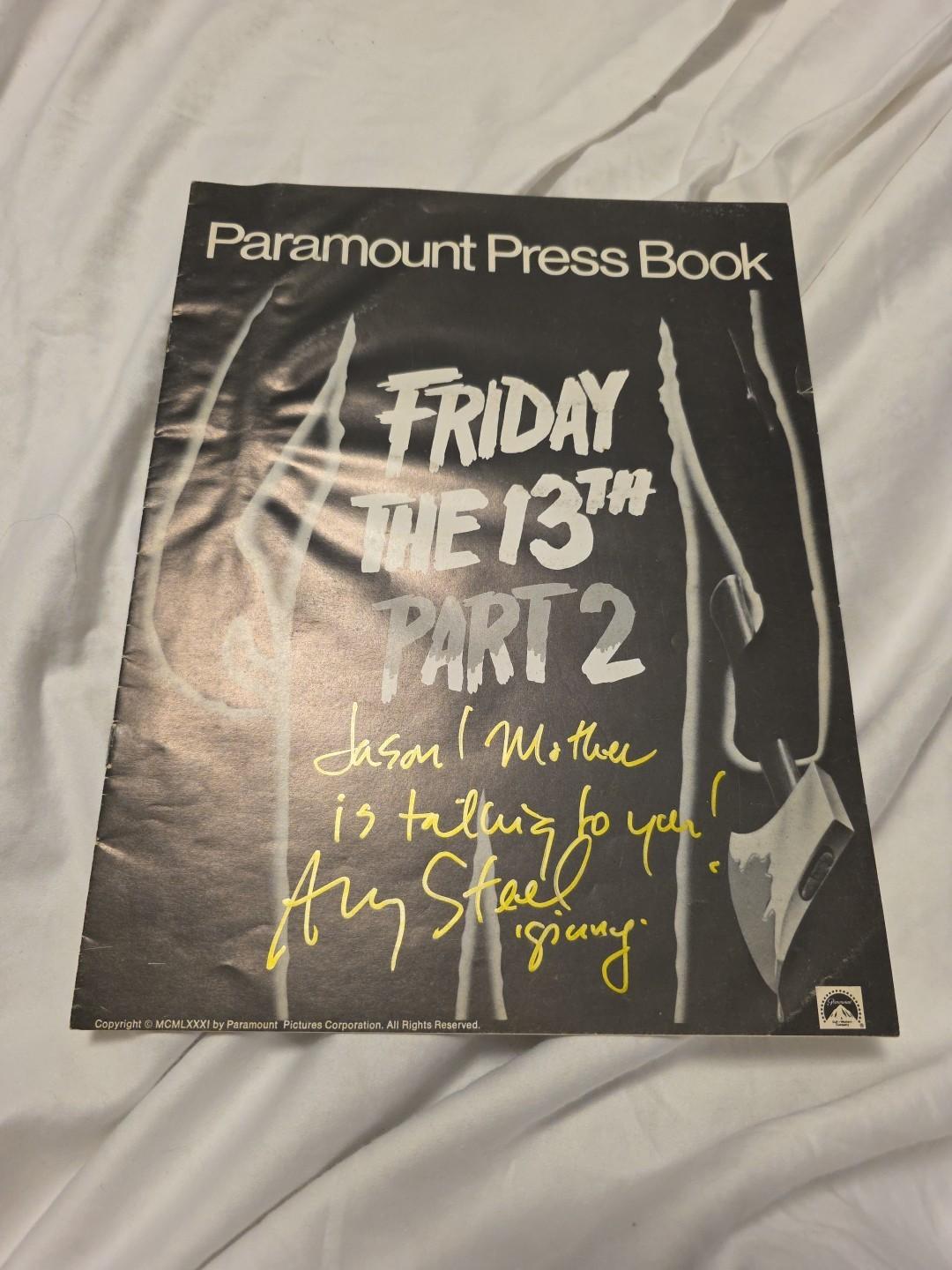 FRIDAY THE 13TH PART 2 PRESS BOOK 1981 Signed Auto'd By Amy Steel Jason Voorhees