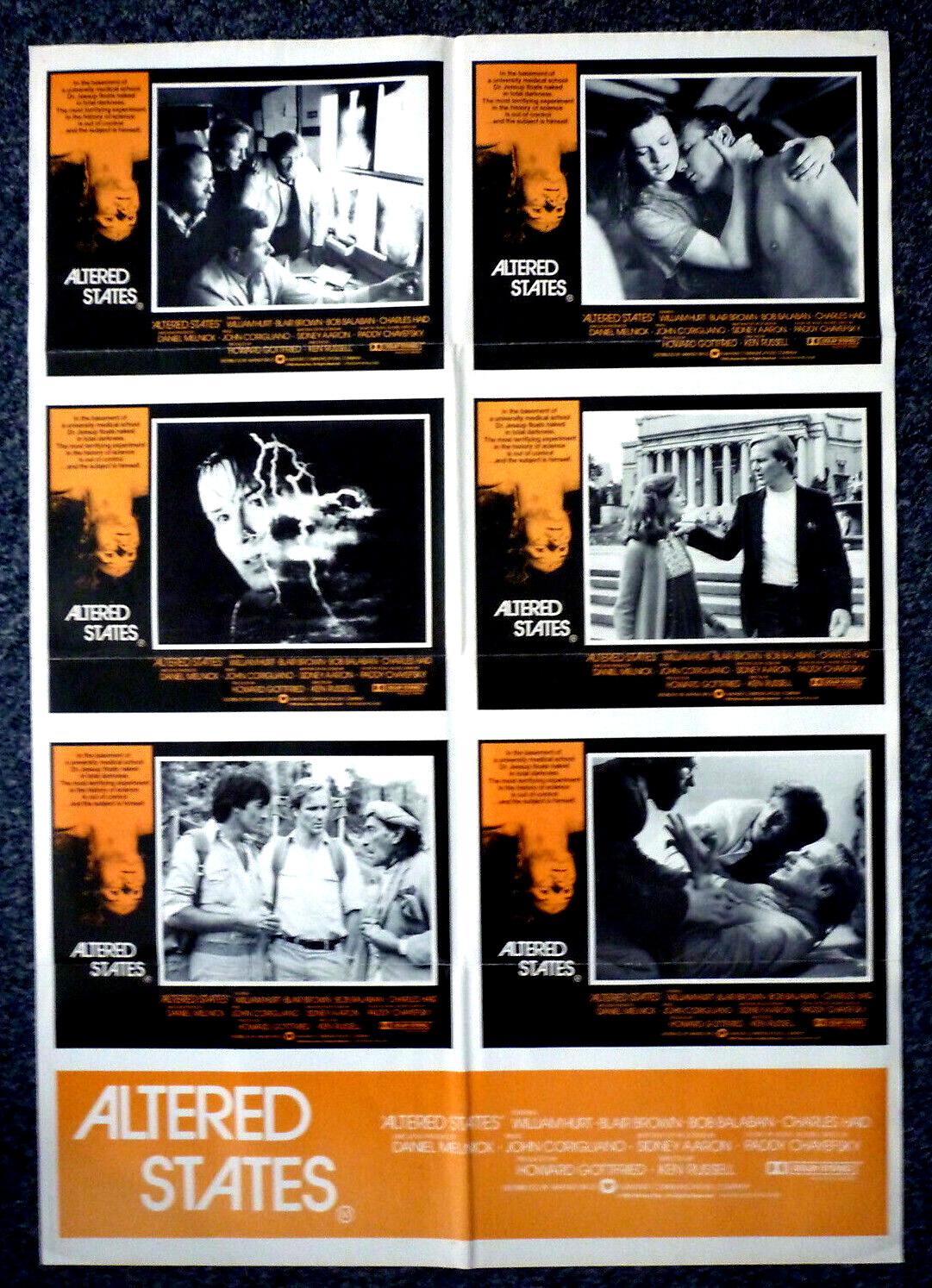ALTERED STATES Rare Original 1981 Australian Lobby Card Photo Sheet William Hurt