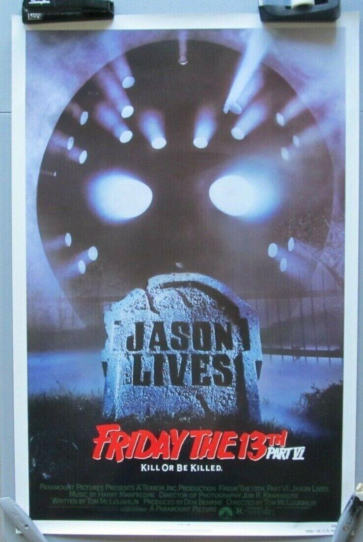 FRIDAY THE 13TH PART VI 6 JASON LIVES ORIGINAL ROLLED 27X41 MOVIE POSTER 1986