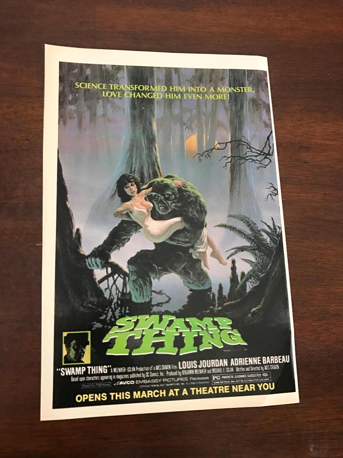 1982 VINTAGE 6.5x10 MOVIE PROMO PRINT AD FOR SWAMP THING ADRIENNE BARBEAU ART