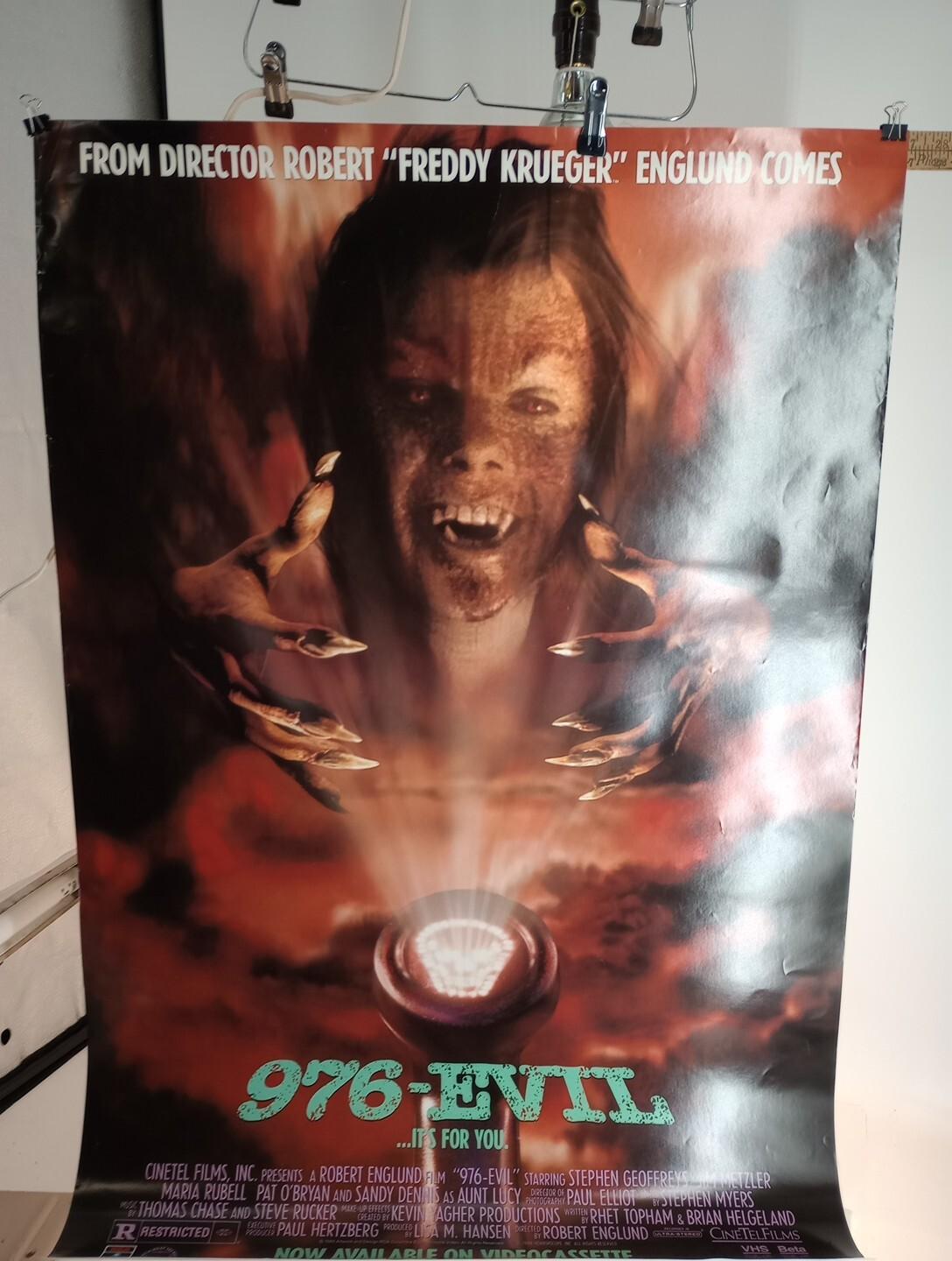 Rare Vtg 976-EVIL: Original Video Store VHS promotional movie poster (1988) 
