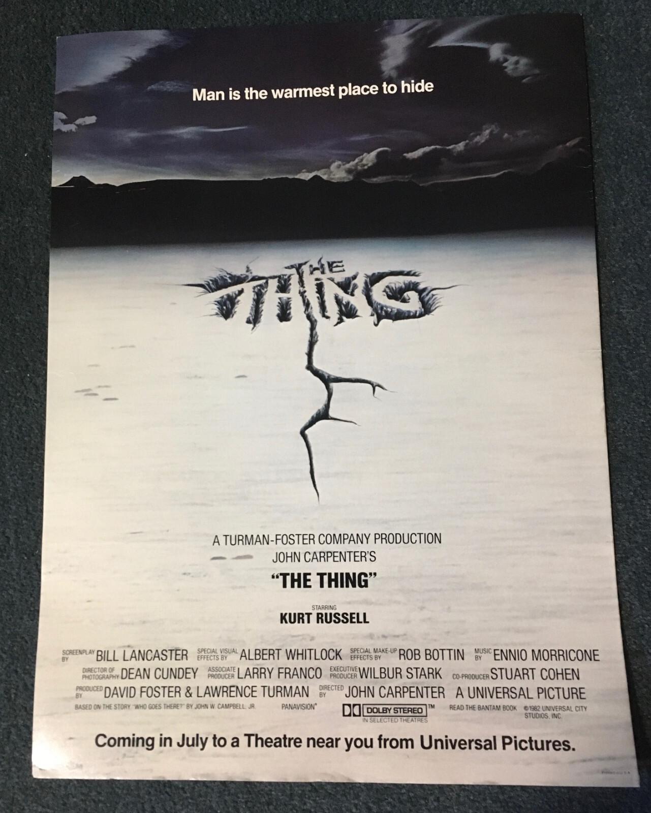 Carpenter's THE THING 1982 ORIGINAL ADVANCE 11x15 4-page CARD STOCK PROMO FLYER!