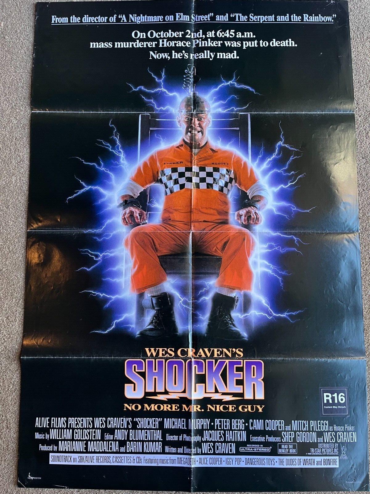 SHOCKER   original U.S ONE SHEET - WES CRAVEN- HORROR