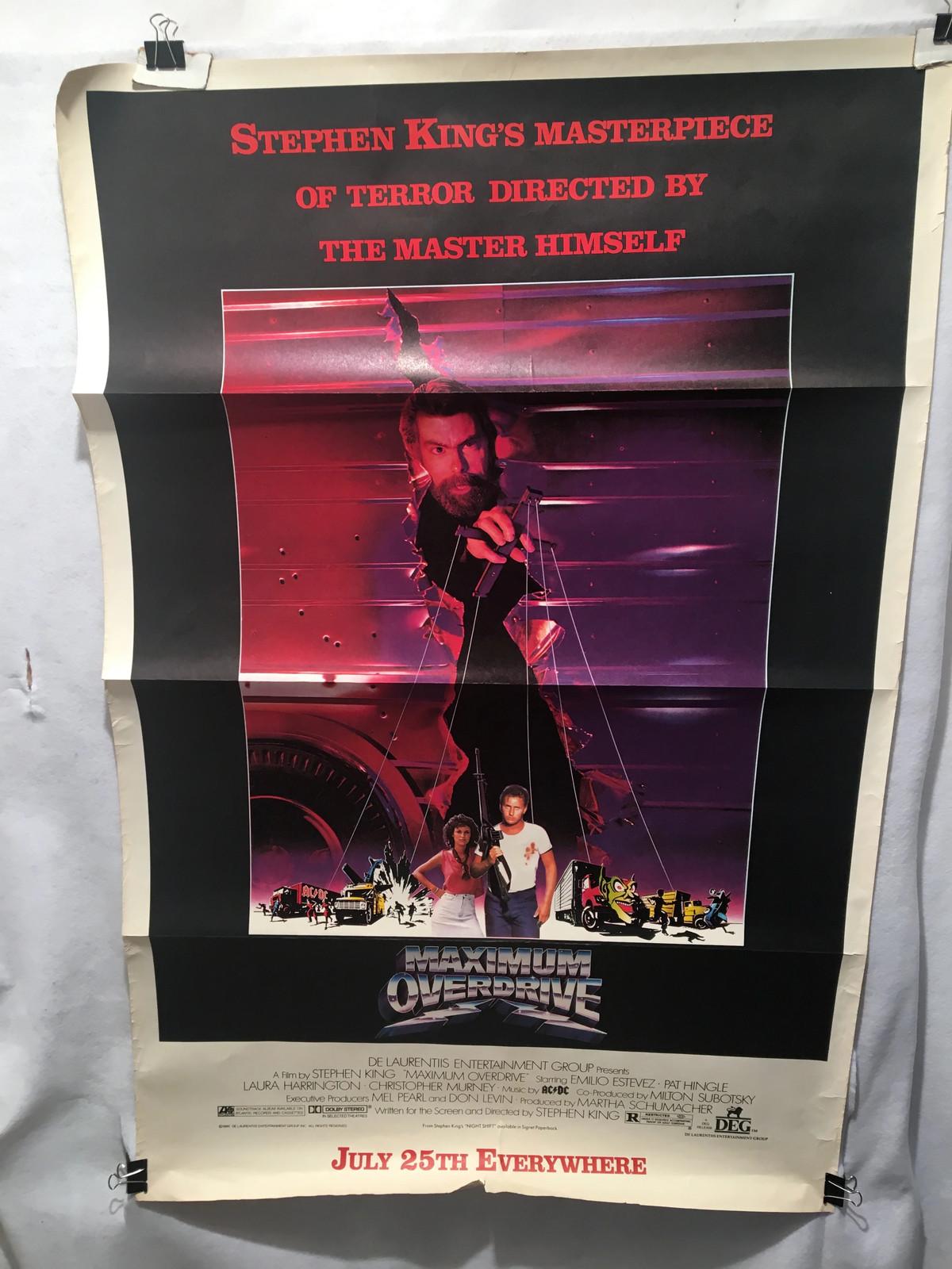 Original Maximum Overdrive 1986 1SH Movie Poster Stephen King AC/DC 29x45