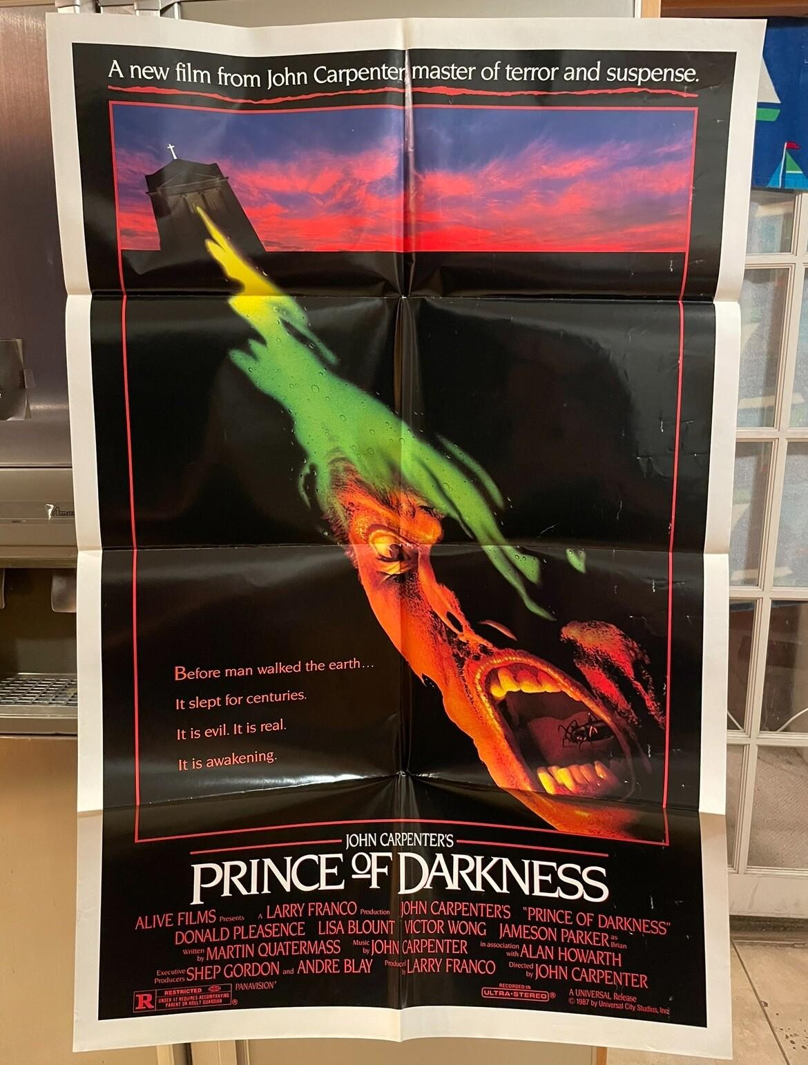 "PRINCE OF DARKNESS" JOHN CARPENTER 1987 ORIGINAL FOLDED  ONE SHEET POSTER!