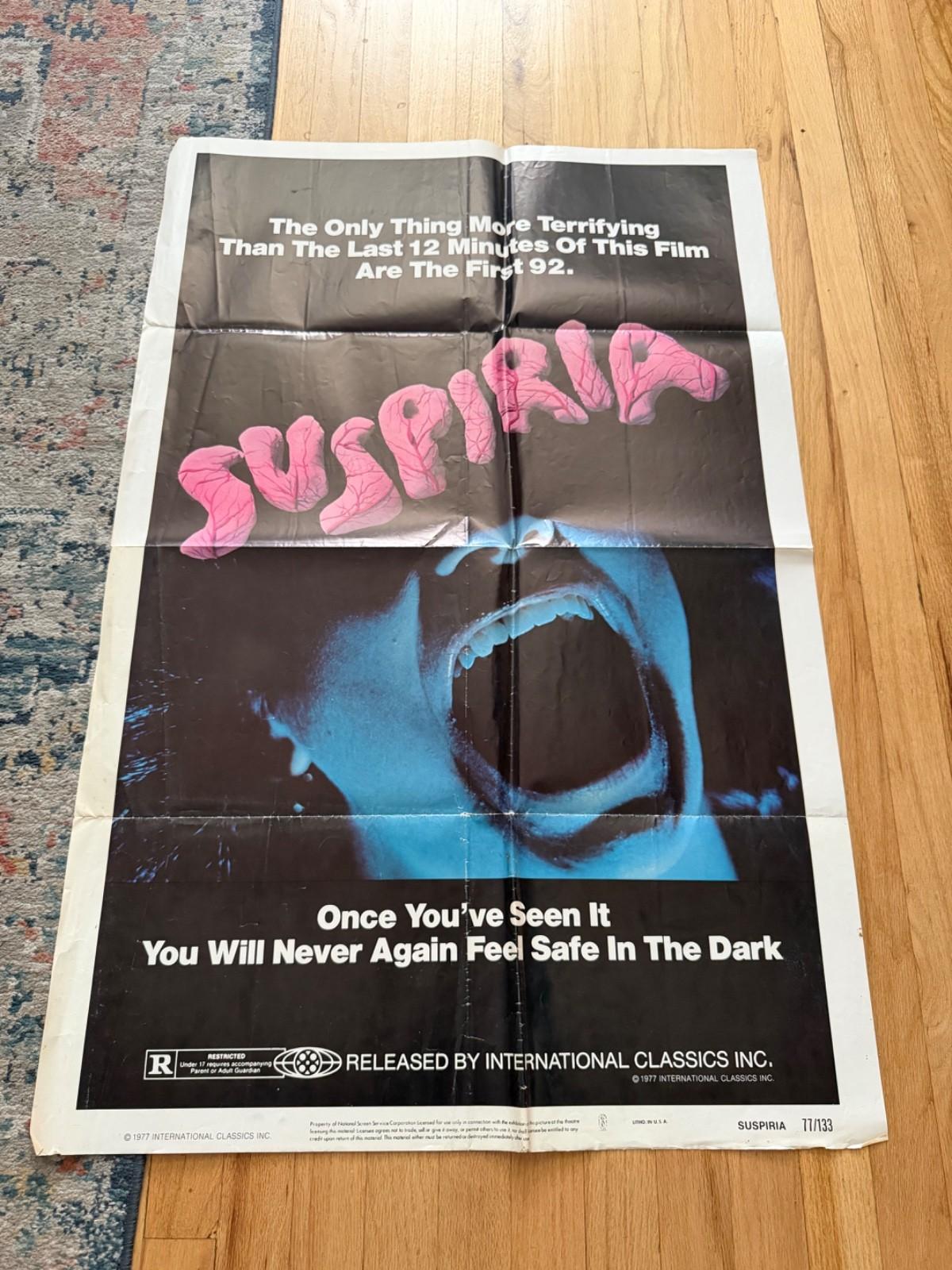 Suspiria Original One Sheet Movie Poster 1977 HORROR Dario Argento 27x41 RARE!