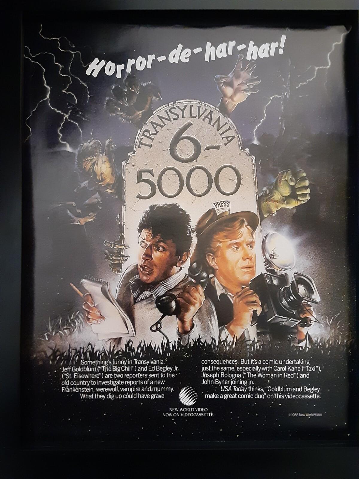 Transylvania 6-5000 Rare Original VHS Promo Poster Ad Framed!