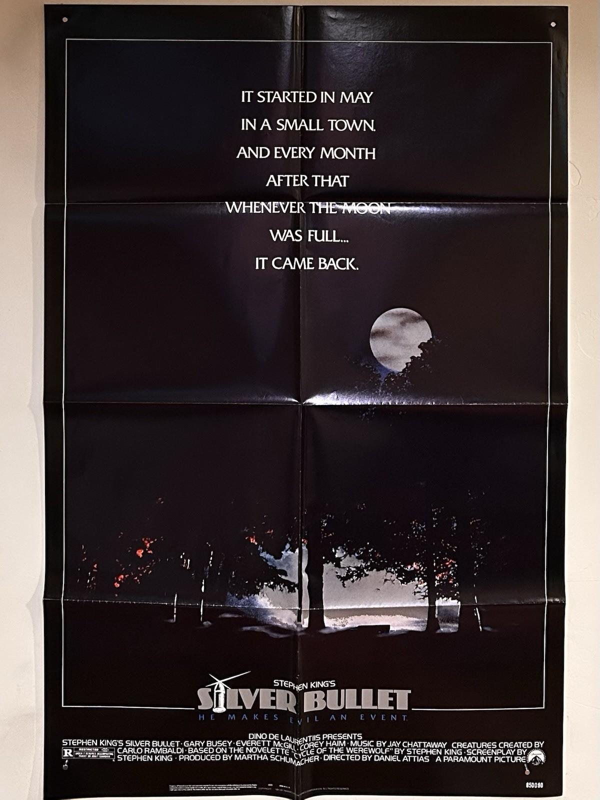 Vtg. SILVER BULLET 1985 Stephen King Horror Original Movie Poster 27x41 NM