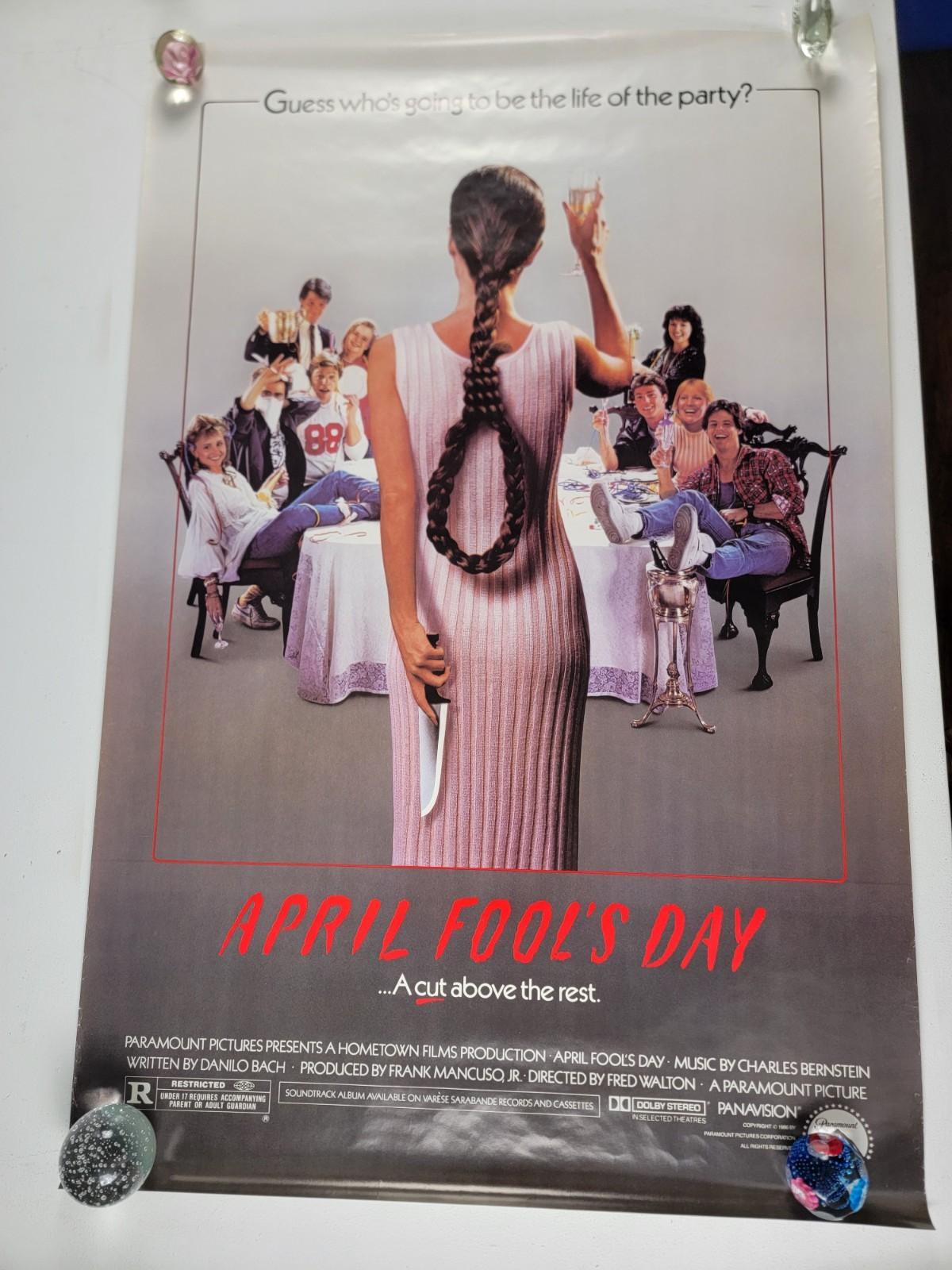 VTG ~ April Fools Day ~ Horror Movie Poster Original 1986 27x41 Slasher ROLLED!